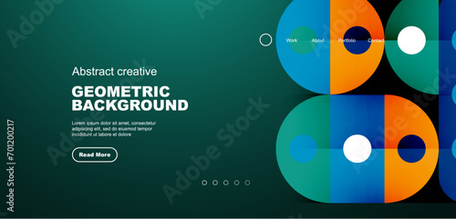 Simple circles and round elements pattern. Minimalist design geometric landing page. Creative concept for business, technology, science or print design
