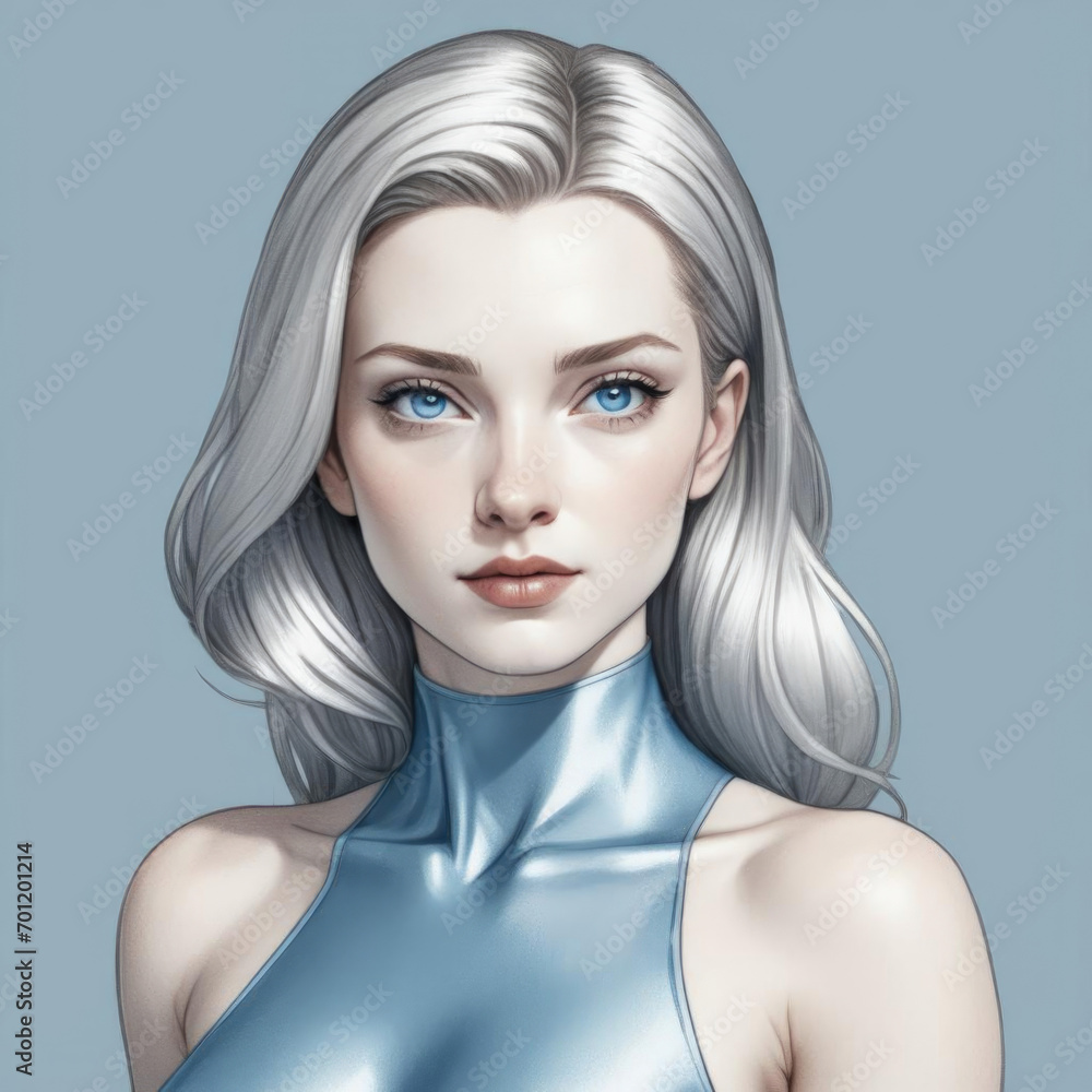 Sapphire Beauty - Hand-drawn illustration of a hot, sexy, and confident