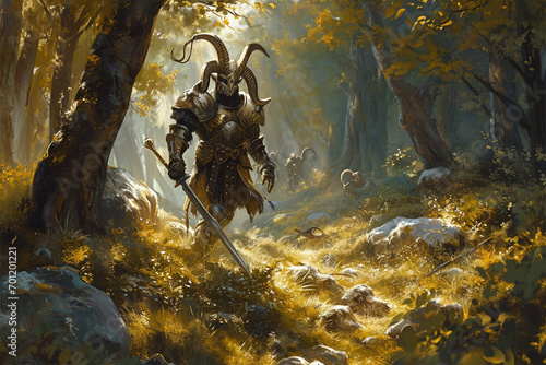 illustration of the forest goat knight