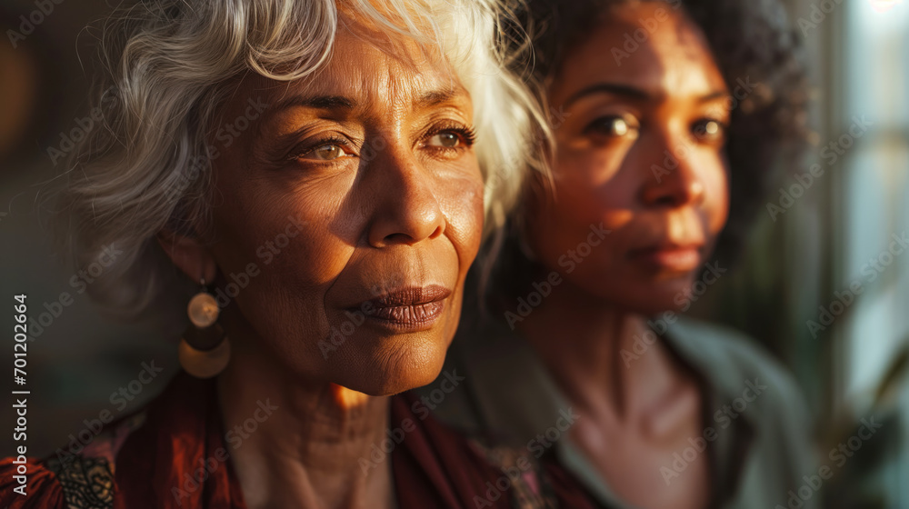 Portrait of two elderly women of different races together, diversity and inclusive concept Portrait of two elderly women of different races together, diversity and inclusive concept