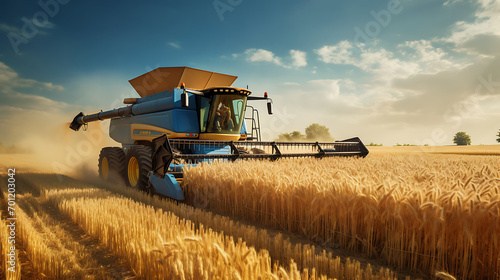 A tractor combine harvesters in wheat fields that increase harvest success