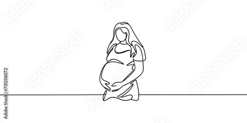 pregnant women continuous line art style illustration