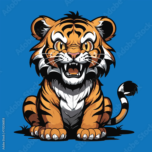 vector of  cute mad tiger.