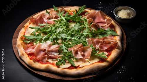 Pizza with prosciutto or parma ham pizza - Italian food style