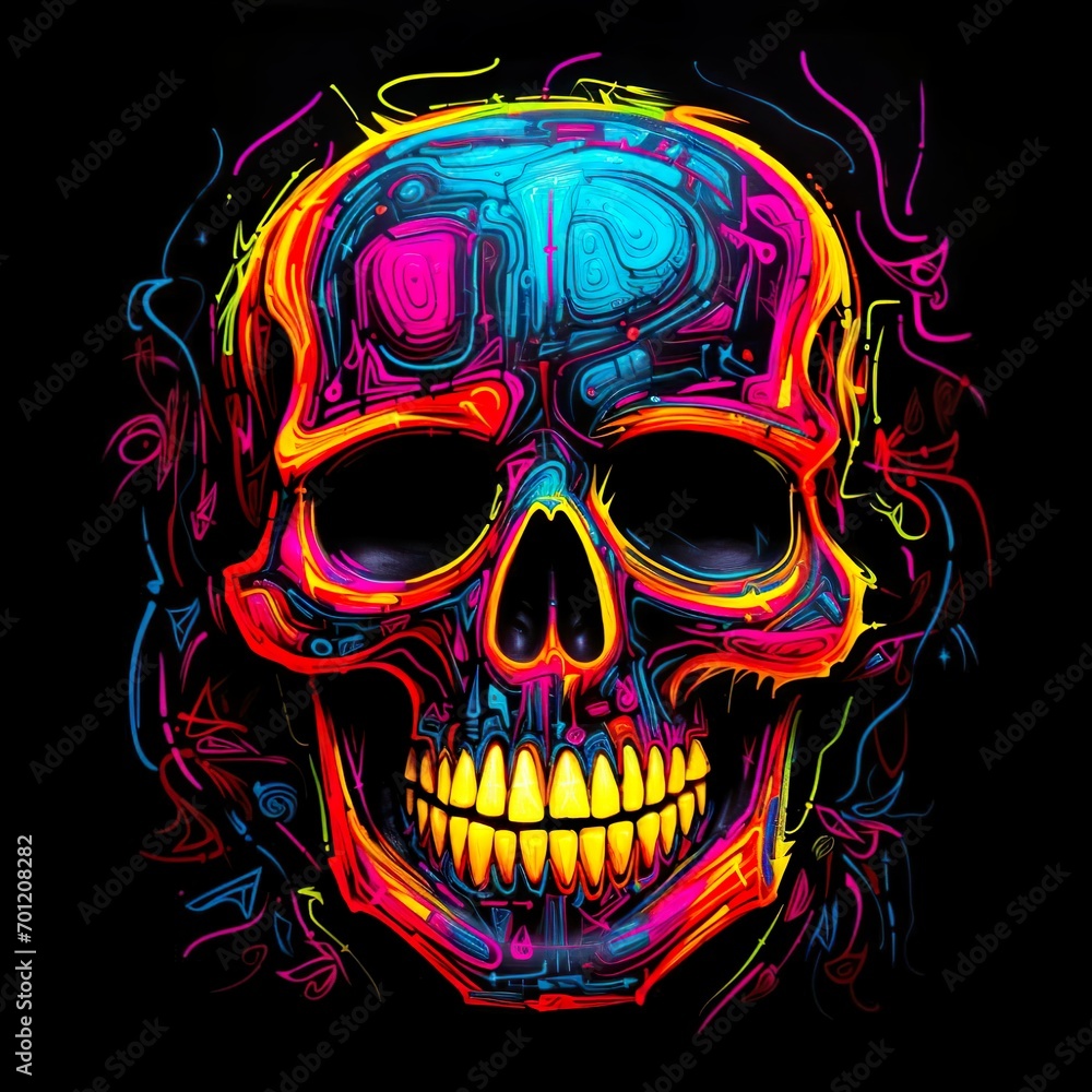 Crossing out Colorful skull with black background. High resolution 8k Crossing out Colorful skull with black background. High resolution 8k