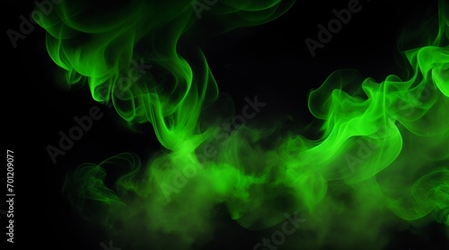 Abstract Green Smoke Swirl on Dark Curved Background