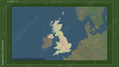 United Kingdom composition. OSM Topographic German style map