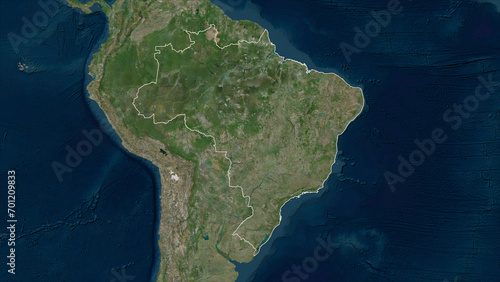Brazil outlined. High-res satellite map
