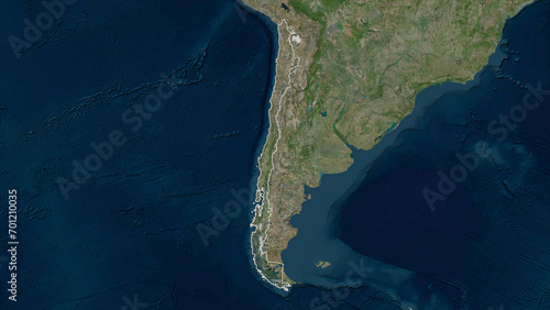 Chile outlined. High-res satellite map