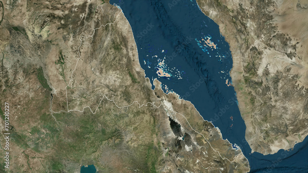 Eritrea outlined. High-res satellite map