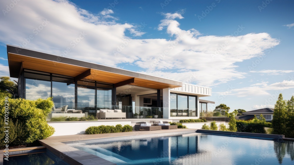 Modern contemporary house with swimming pool 3D render design Modern contemporary house with swimming pool 3D render design