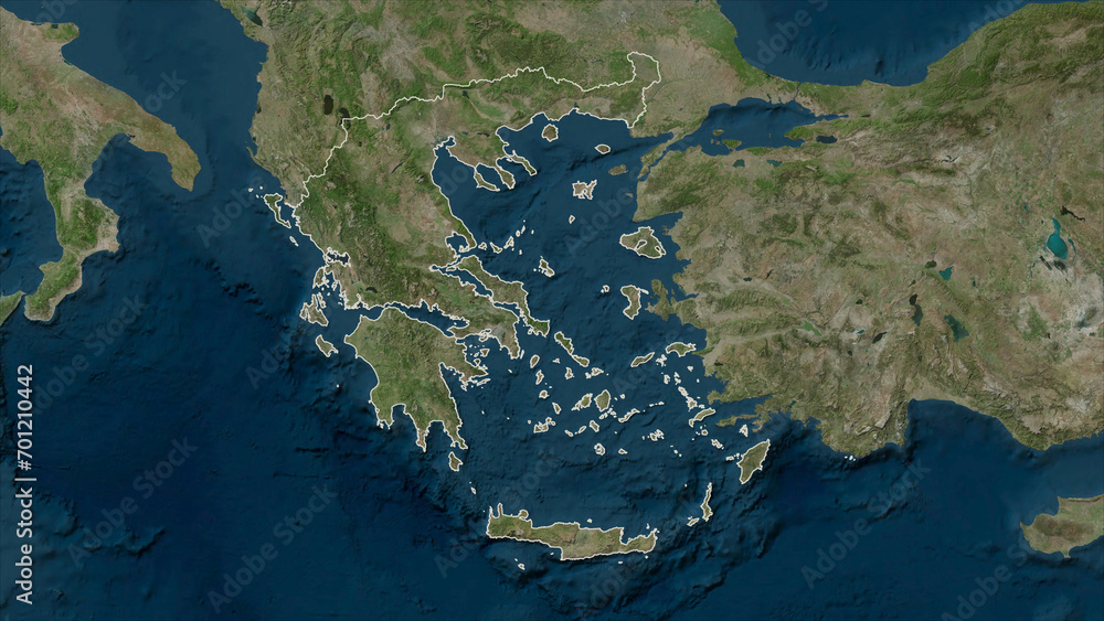 Greece outlined. High-res satellite map