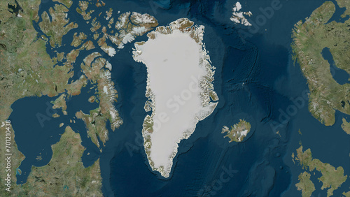 Greenland outlined. High-res satellite map