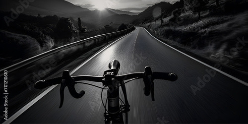 Black fixedgear road bicycle on the road photo
