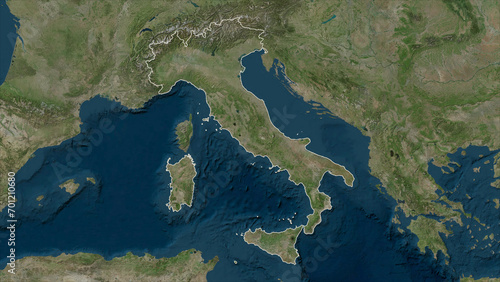 Italy outlined. High-res satellite map