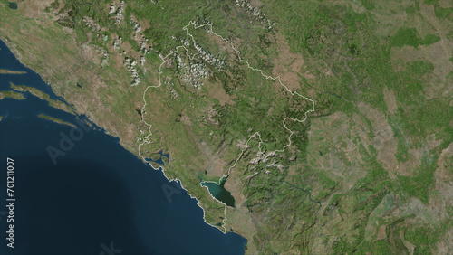 Fototapeta Naklejka Na Ścianę i Meble -  Montenegro outlined. High-res satellite map