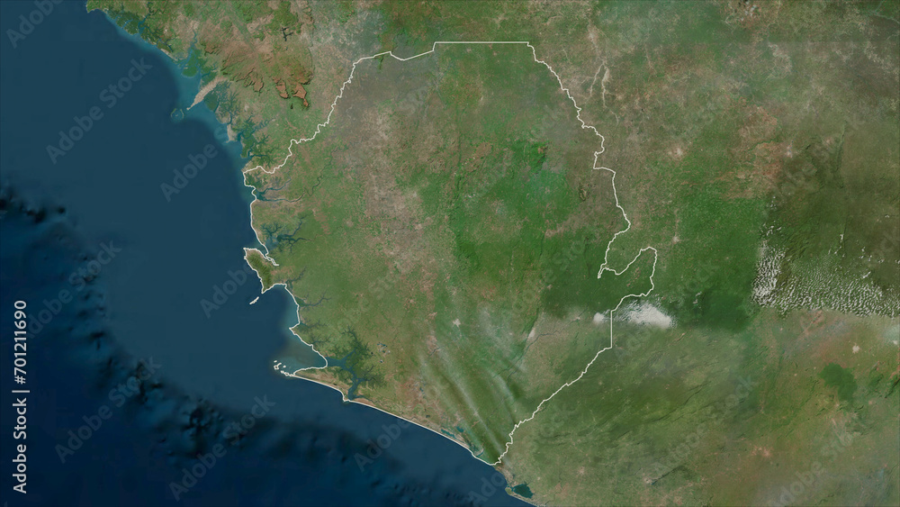 Sierra Leone outlined. High-res satellite map