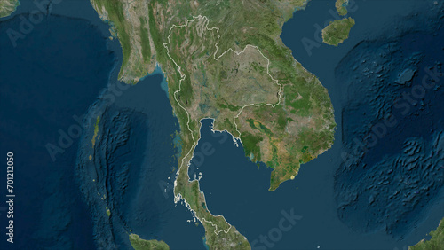 Thailand outlined. High-res satellite map