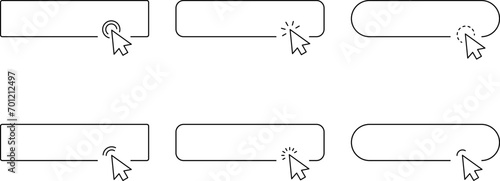 Click Blank Button with pointer clicking. Mouse Pointer Pictogram. Action button. Cursor icon. Vector illustration.