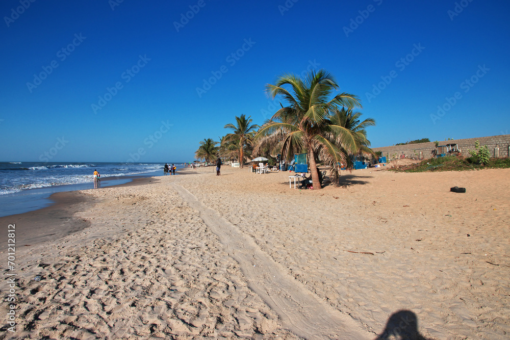 The beach Atlantic ocean in Serekunda area, Gambia, West Africa