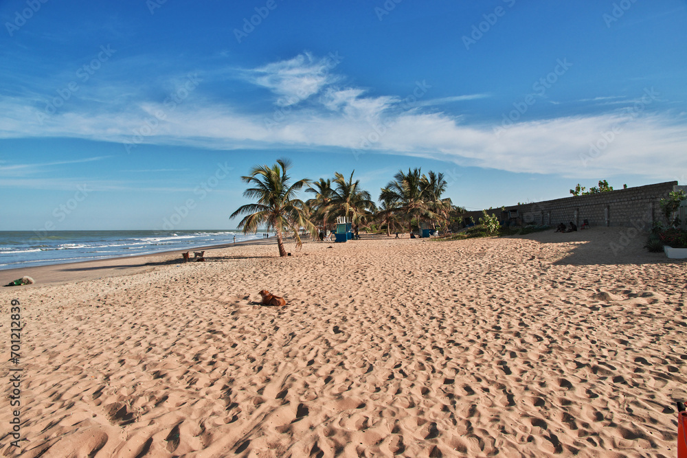 The beach Atlantic ocean in Serekunda area, Gambia, West Africa