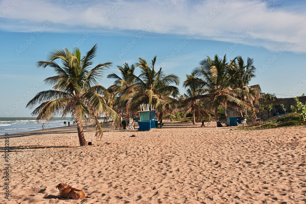 The beach Atlantic ocean in Serekunda area, Gambia, West Africa