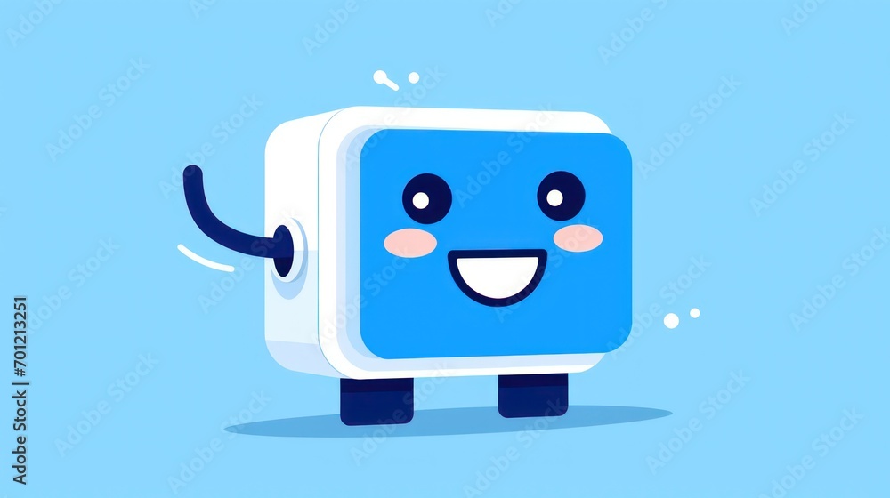 Cartoon illustration of AC condenser mascot logo emoticon design smile ...