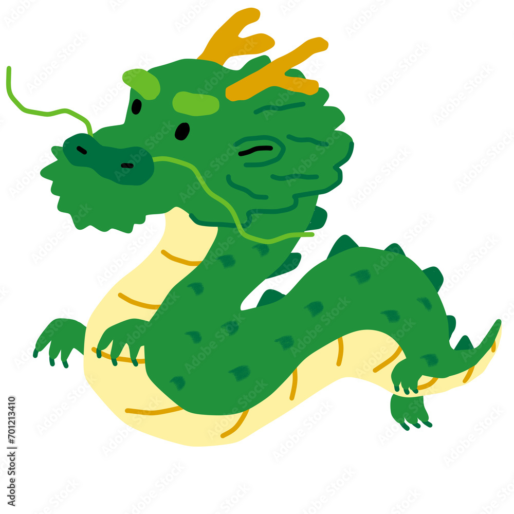 Obraz premium green dragon cartoon for Chinese new year 