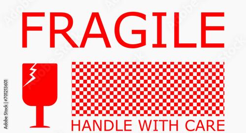 Red on white Sticker fragile handle with care 