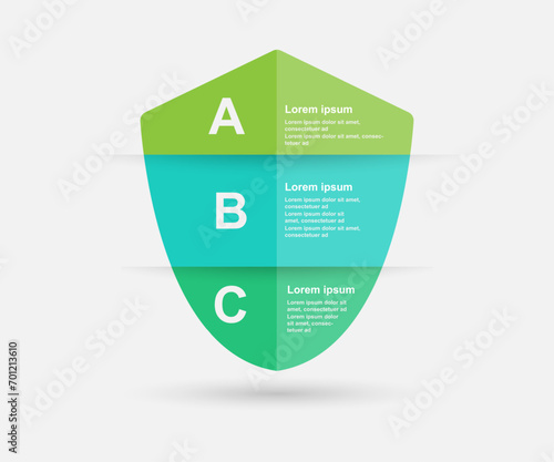 modern design template infographic vector element with shield security concept and 3 step information 