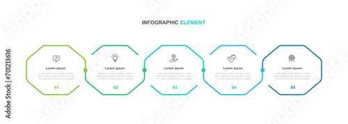 Timeline process infographic vector element with 5 step process or options suitable for web presentation and business information 