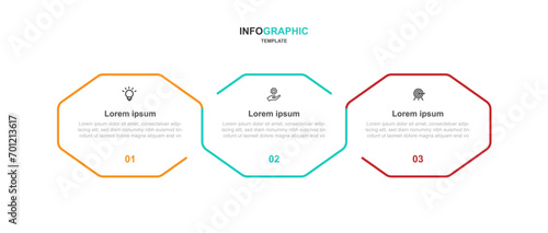 3 step line hexagon for infographic template