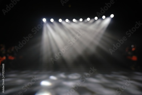 Fotografie Defocused entertainment concert lighting on stage, blurred disco party and Concert Live