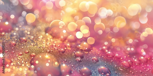 Gold and pink textures glitter holographic background.