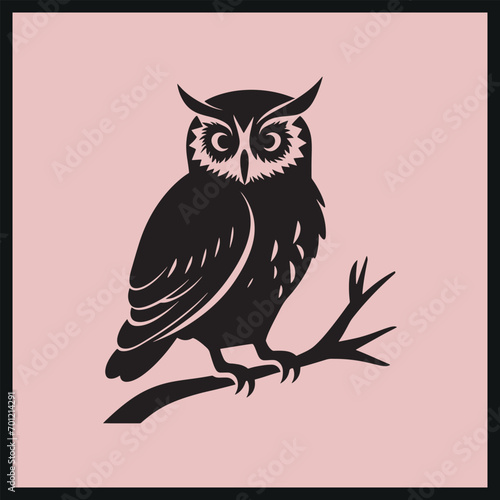 Hunting Owl Silhouette Clip art, Silhouetted Owl vector, Minimalist Owl