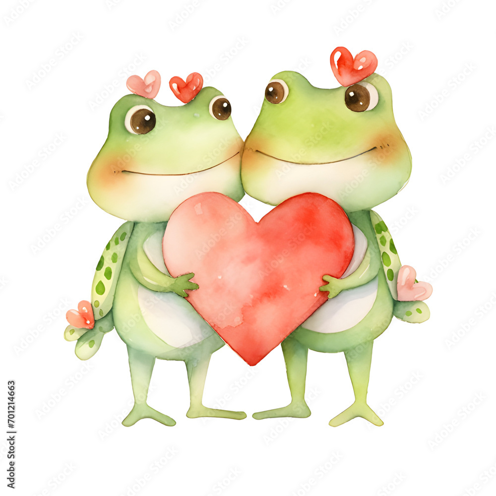 Obraz premium Whimsical Love: Charming Valentine's Day Frogs.