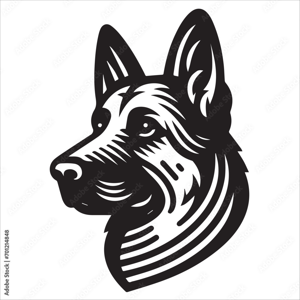 Dog head icon illustration , German Shepherd dog head silhouette