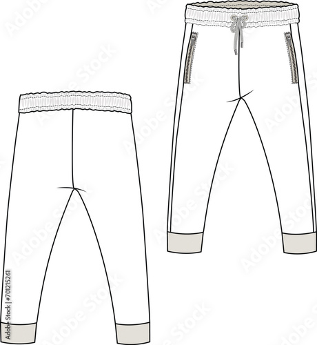 KIDS BOTTOM WEAR TROUSER JOGGER FRONT AND BACK FLAT DESIGN VECTOR ILLUSTRATION