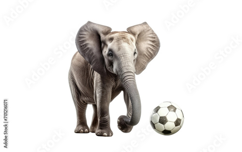 Football Fun with an Elephant isolated on transparent Background