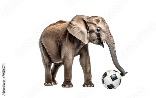 Elephant Engages in Football Play isolated on transparent Background