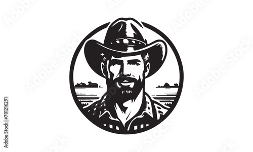 Free vector farmer illustration silhouette logo design