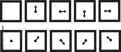 illustration of a square frame showing the clockwise rotation