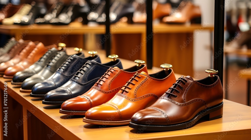 men's pair of shoes on the shelf display men's pair of shoes on the shelf display