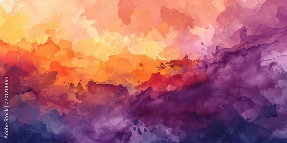 Abstract watercolor background orange purple.