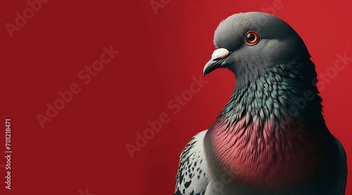  A premium image beautiful of Bloody Pigeon with red background, generative ai