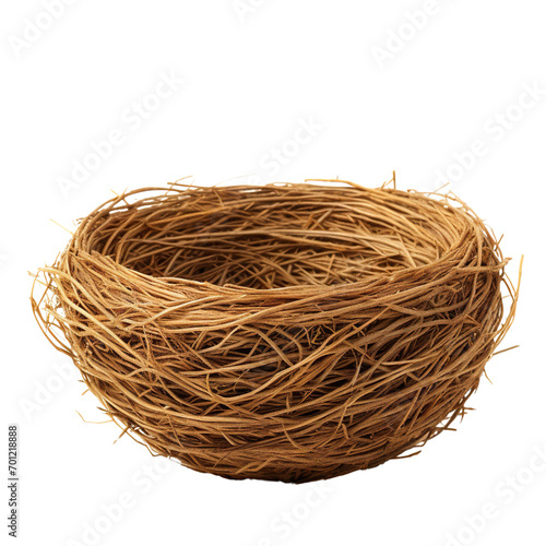 Empty bird nest isolated on white background