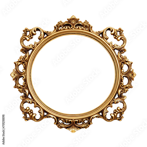 Old golden antique frame isolated on white background