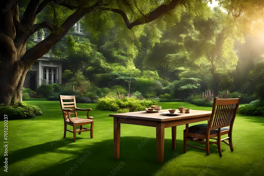 the  beautifull,lawn in home and chair and table take in lawn.  