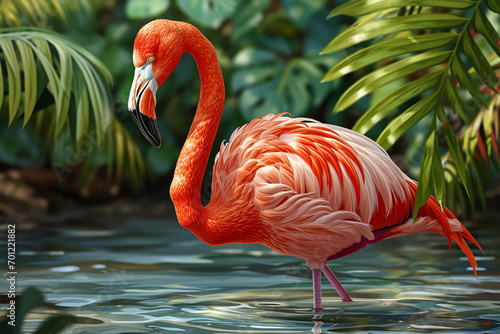 illustration of flamingos in water