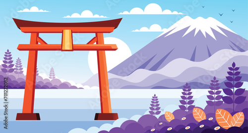 Torii Gate Japanese Illustration